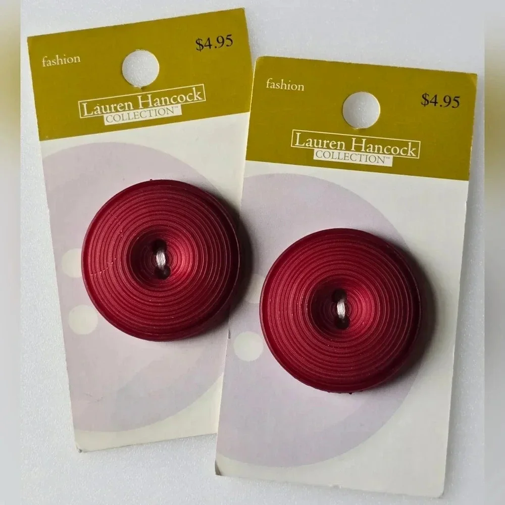 2 Red Lauren Hancock Collection Buttons by Dritz Italy